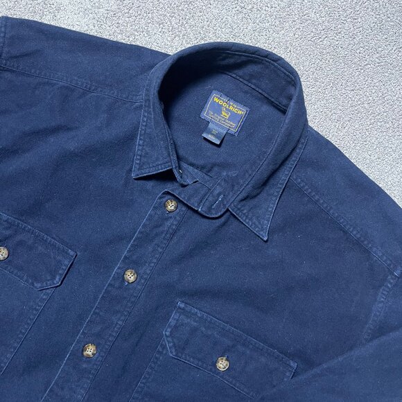 Woolrich Men's Heavyweight Thick Button Up Shirt Long Sleeve Navy 2XL - Picture 3 of 5